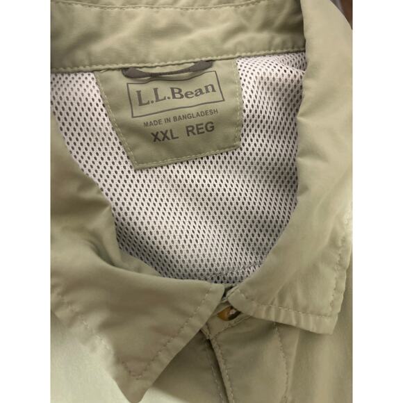 LL Bean Mens Outdoor Button Shirt XXL Green Nylon Utility Hiking Fishing Travel - Picture 2 of 11